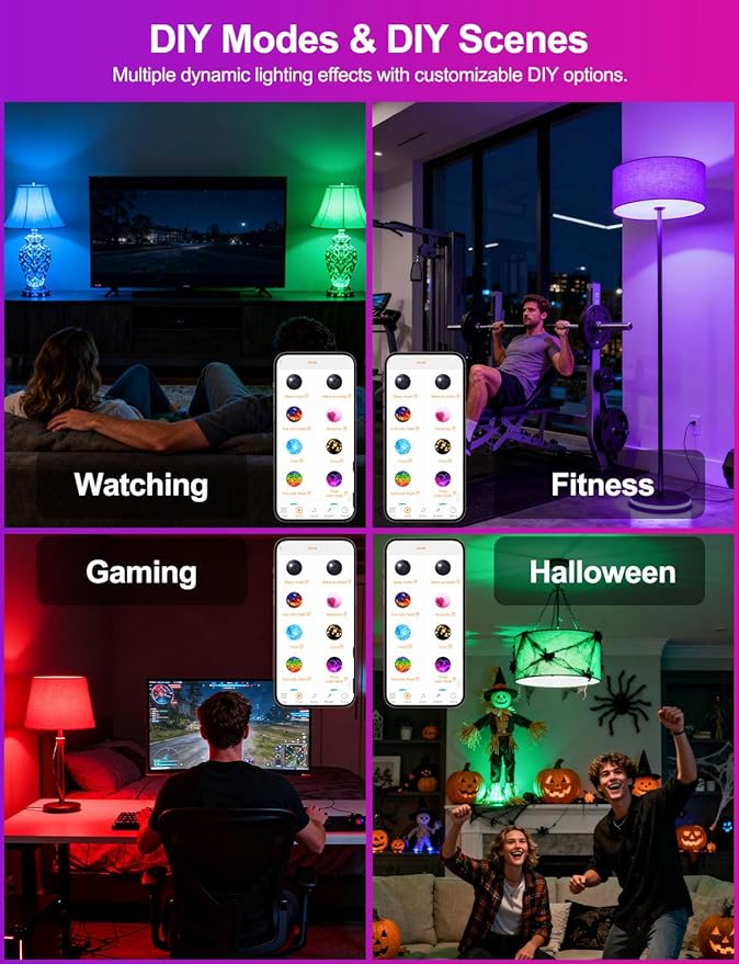 ILC Alexa Light Bulbs (120 Watt Equivalent) Smart Light Bulbs Compatible with Alexa Only, 1200 Lumens, Color Changing, Color Temperature Tunable 2700K-6000K(6 Pack)