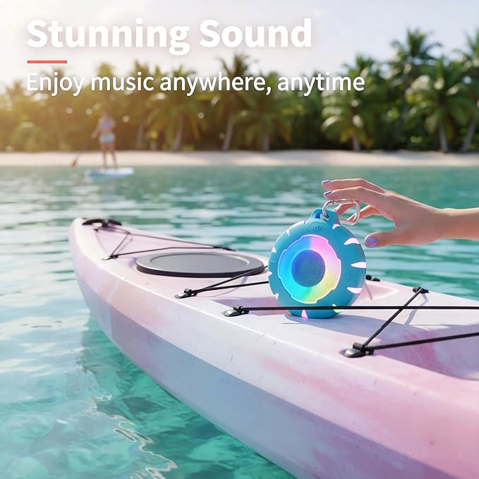 HEYSONG Waterproof Shower Bluetooth Speaker, Durable & Portable with Clear Sound, Ideal for Shower, Pool, Beach & Kayaking – Great Gift for Girls, Women & Men
