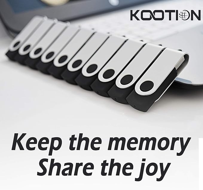 KOOTION 10 X 1GB USB Flash Drive 1gb Flash Drive Swivel Thumb Drive Memory Stick Keychain Design Black