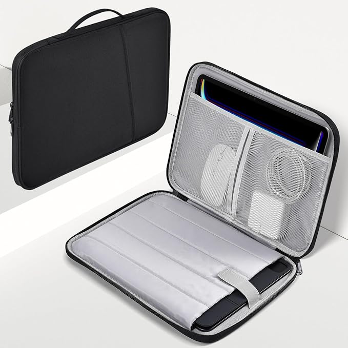9-11 inch iPad Sleeve Case, Padded Travel Carrying Bag for 11-inch iPad Pro M5 M4 & iPad Air M2 M3 M4(2026) w/Magic Keyboard,11-in A16 Shockproof Handle Bag Cover Accessory Pocket -Black