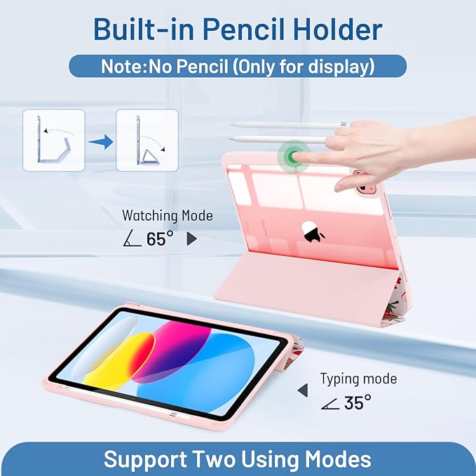 MrARTIST for for iPad Pro 11 Inch Case (M5/M4) 2025/2024 6th/5th Generation Case Cute for Women Girls Girly Kawaii Aesthetic Design for Apple Tablet Cover with Pencil Holder, Strawberry