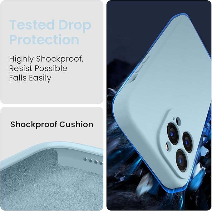 FireNova Designed for iPhone 13 Pro Case, Silicone Upgraded [Camera Protection] Phone Case, Soft Anti-Scratch Microfiber Lining Inside, 6.1 inch, Sky Blue