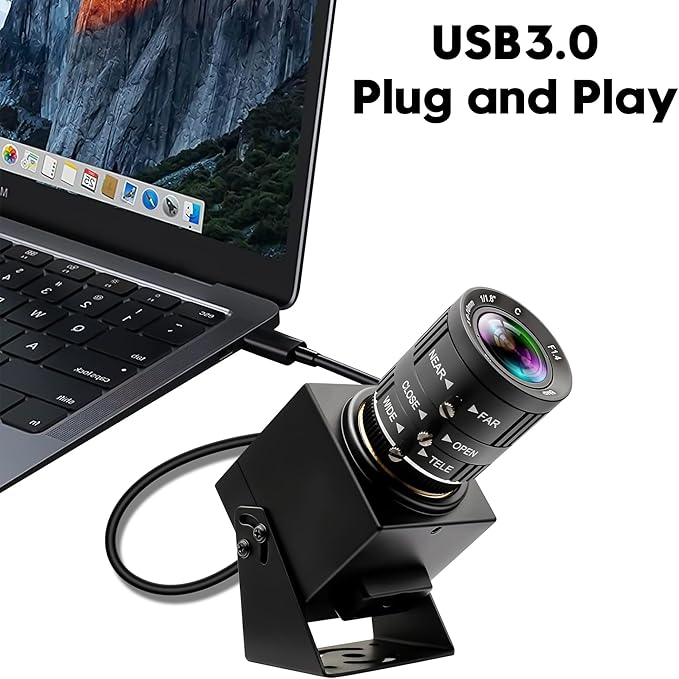 60fps HDMI USB Camera 4K High Speed USB3.0 HDMI Simultaneous Output PC Webcam 3.6-10mm 3X Manual Zoom Lens Close up Camera for Computer TV Projector Monitor Industrial Application