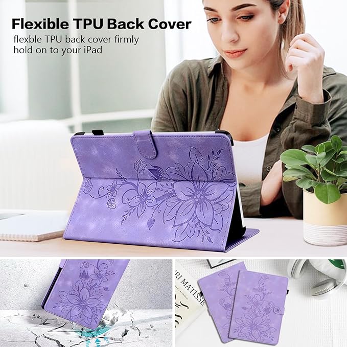 Case for iPad (A16) 11th Generation 11 Inch 2025, iPad 10th Generation 10.9 inch 2022 Case, Auto Wake/Sleep Supports Pencil Holder Magnetic Clasp Stand Cover, Purple