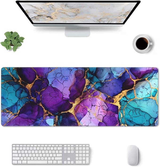 Marble Mouse Pad Extended Large Gaming Mouse Pad XL Stitched Edges for Gamer Home Office 31.5 X 11.8 Inch