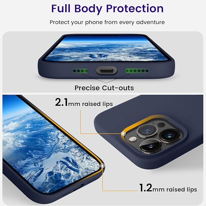 OTOFLY Designed for iPhone 14 Pro Max Case, Silicone Shockproof Slim Thin Phone Case for iPhone 14 Pro Max 6.7 inch (Midnight Blue)
