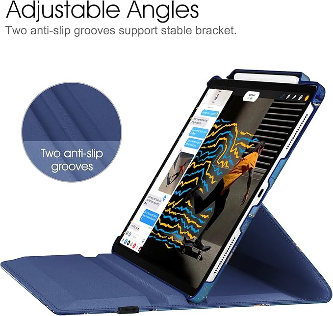 Fintie Rotating Case for iPad Pro 12.9-inch 6th Generation 2022-360 Degree Swiveling Protective Cover with Pencil Holder, Auto Sleep/Wake, Also Fit iPad Pro 12.9" 5th/4th/3rd Gen, Ocean Marble