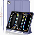 iMieet iPad Pro 13 Inch Case (M5/M4) 2025/2024 with Pencil Holder, Trifold Stand Smart Case with Soft TPU Back, Auto Wake/Sleep (Lavender)