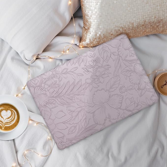 iCasso for MacBook Air 15 inch Case 2026 2025-2023 Release M5 A3448 M4 A3241 M3 A3114 M2 A2941, Texture Leather Plastic Case for MacBook Air 15.3"+ Keyboard Cover + Screen Film, Purple Floral