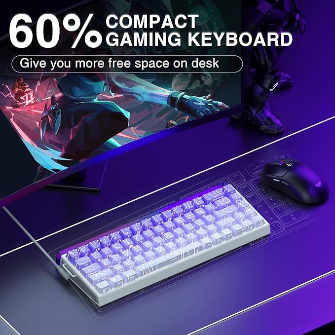 AULA Hero 68 HE 60% Gaming Keyboard Wired, Hall Effect Magnetic Switch Keyboard with Adjustable Actuation, Fast Trigger Mode, 8K Hz Polling Rate, 0.125ms Latency,Side Printed PBT Keycaps, RGB Backlit