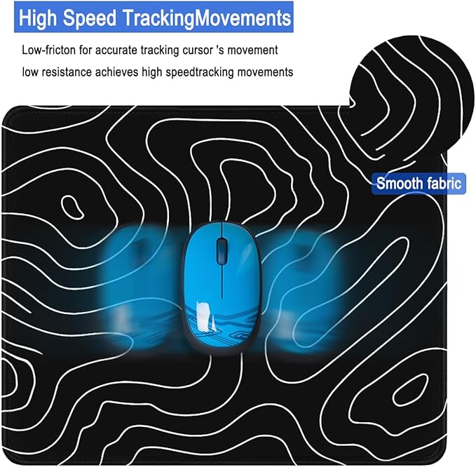 Mousepad, Large Gaming Mouse Pad with Double Stitched Edges, 14.9 x 11.7 inches Premium-Textured & Waterproof Mousepad, Nonslip Natural Rubber Base Mouse pad for Laptop,Computer, Office, Black White