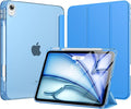 MoKo for iPad Air 11 inch Case (M4/M3/M2) 2026/2025/2024, iPad Air 5th/4th Gen 10.9 inch Case 2022/2020 with Pencil Holder, Slim Light Trifold Cover with Hard PC Translucent Back Shell, Blue Wave