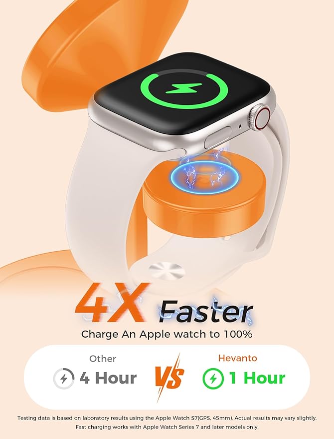 Hevanto 2026 3 in 1 Wireless Charging Station for Apple MagSafe Charger, 15W Fast Magnetic Mag-Safe Charger Stand for iPhone 17 16 15 14 13 12 Apple Watch AirPods Series, Orange