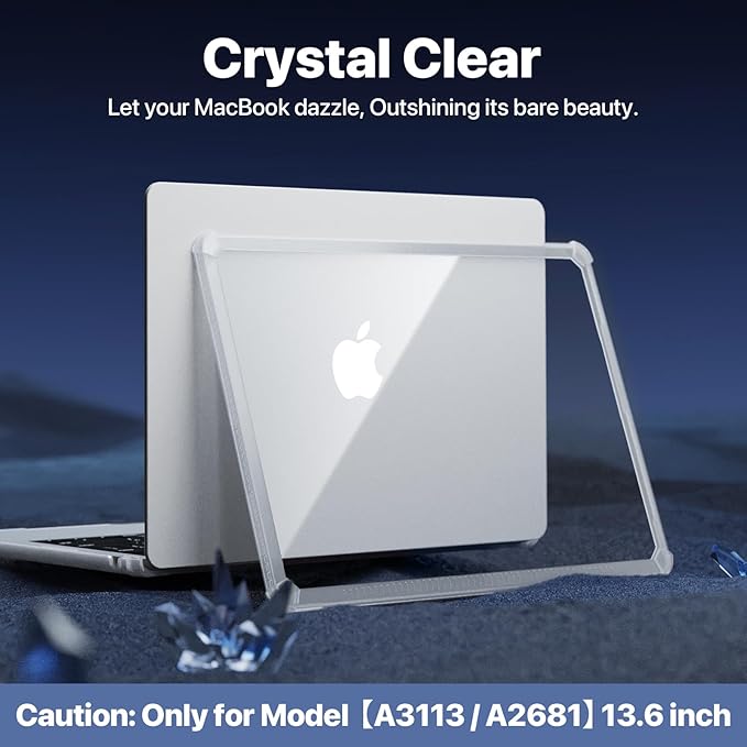 Soonjet for MacBook Air 13 inch Case | M5 M4 M3 M2 2026-2022 13.6'' | Profi ShockBumper | Military Drop Protection | Clear Hard Shell Cover | Crystal Clear