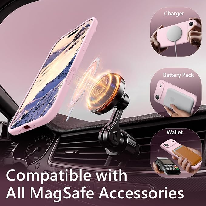 FireNova Magnetic for iPhone Air Case, Compatible with MagSafe, [Integrated Silicone Camera Control Button] [Camera Protection] Microfiber Lining Phone Case for iPhone 17 Air, 6.5", Chalk Pink