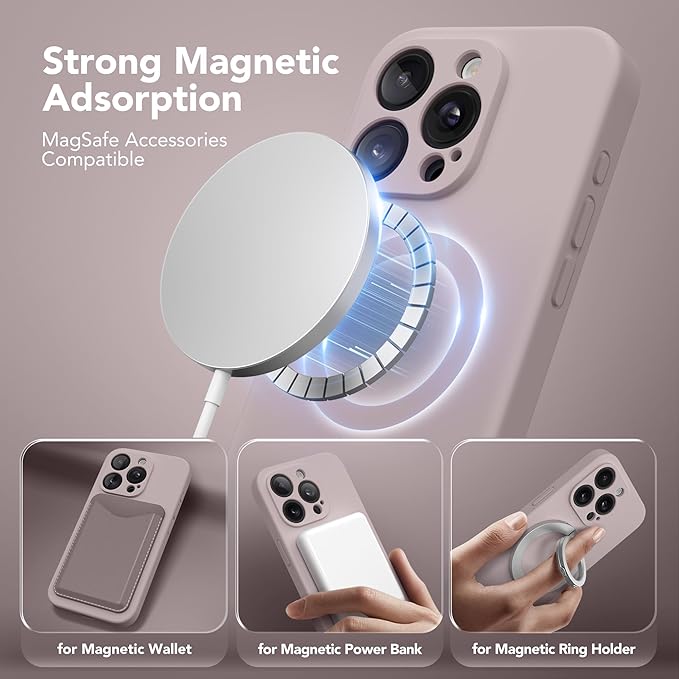 Magnetic for iPhone 13 Pro Case, Compatible with MagSafe, [Full Camera Protection][Screen Protector] Silicone Shockproof Protective Phone Case for iPhone 13 Pro 6.1", Hazel