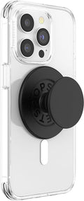 PopSockets Phone Grip for MagSafe with Kickstand, Magnetic Stand, Swappable Top, Secure Hold for iPhone MagSafe Cases, Phone & Tablet Grip - Plant Based - Black