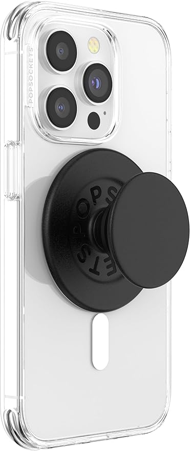PopSockets Phone Grip for MagSafe with Kickstand, Magnetic Stand, Swappable Top, Secure Hold for iPhone MagSafe Cases, Phone & Tablet Grip - Plant Based - Black