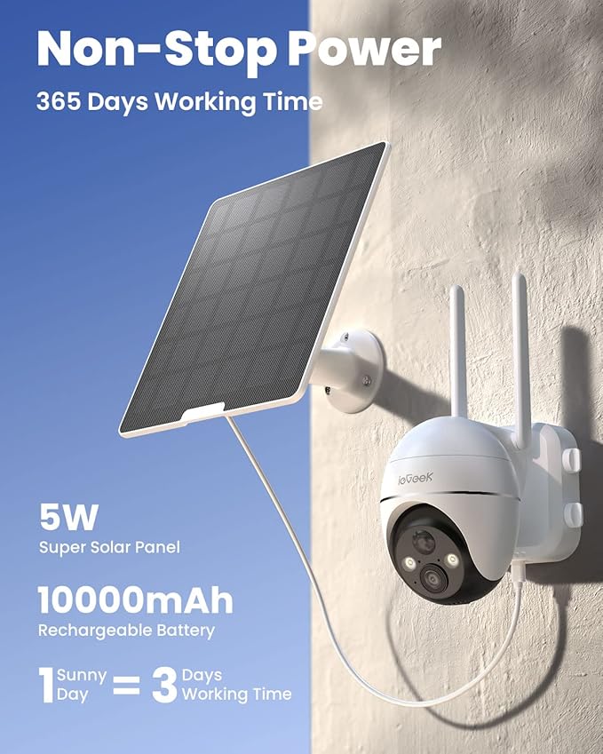 ieGeek 4G LTE Cellular Solar Security Camera Wireless Outdoor,No WiFi Battery Powered Cam with Solar Panel&Memory Card&SIM Card, Siren Alarm & Spotlight,AI Detection,2K Color Night Vision,US Version