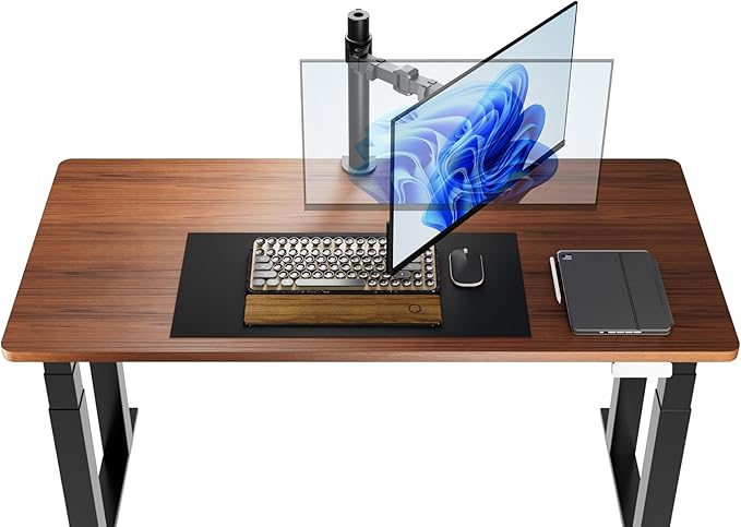 Amazon Basics Single Computer Monitor Stand with Cable Management, Height Adjustable VESA Desk Arm Mount, Fully Adjustable Tilt and Rotation, Steel, Black, Fits 13-30" Screens