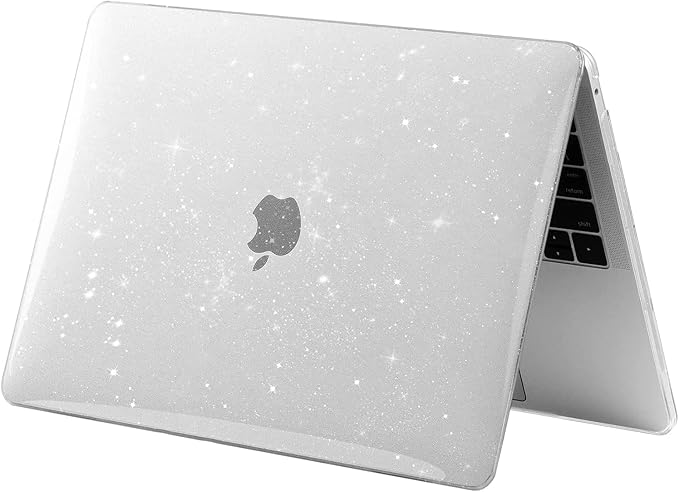 EooCoo Hard Case Compatible with MacBook Air 13.3 inch M1 Chip 2021-2018 with Retina Display, Air 13.3 inch Plastic Protective Case + Transparant Keyboard Cover + Screen Protector, Sparkly Clear