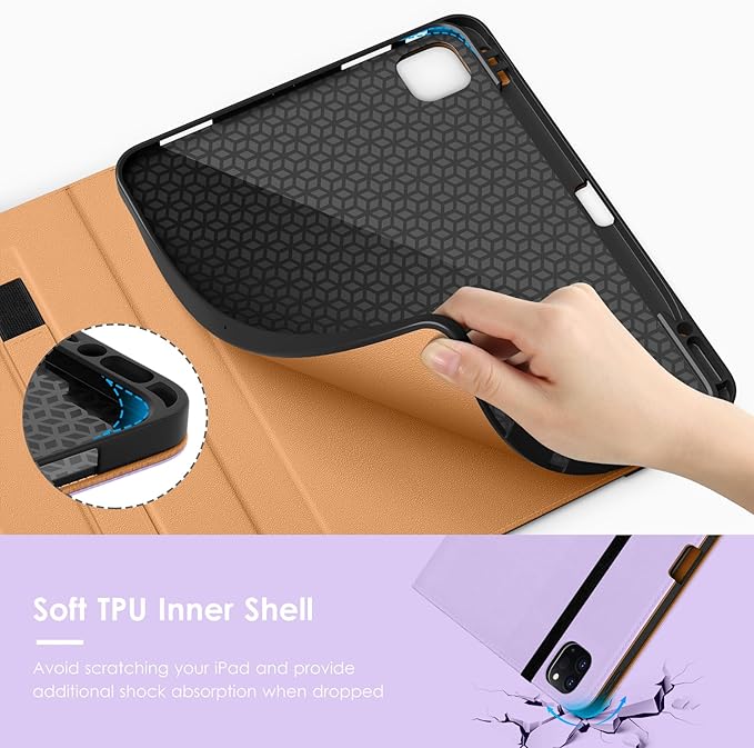 VIKESI Case for iPad Air 13 inch (M4) 2026 / (M3) 2025 / (M2) 2024,Premium Leather Folio,Apple Pencil Holder,Auto Sleep/Wake,Stand Cover - Lavender