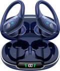 occiam Active Noise Cancelling Earbuds Wireless Bluetooth Headphones Ear Buds 90Hrs Playback Stereo Bass Earphones with Mic Over-Ear Hooks IPX7 Waterproof Headset for Work Sports (Deep Blue)