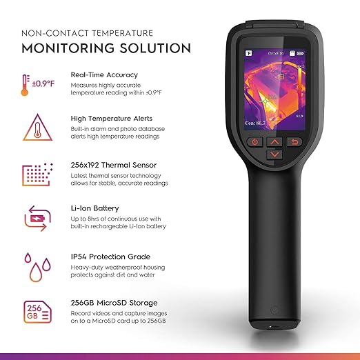 Amcrest Thermal Imaging Camera (256 x 192 Resolution), Commercial Thermal Imager, Handheld Thermal Camera, 49152 Pixels, Thermometer with 2.4" Color Display Screen (TPC-HT2201-TB3)
