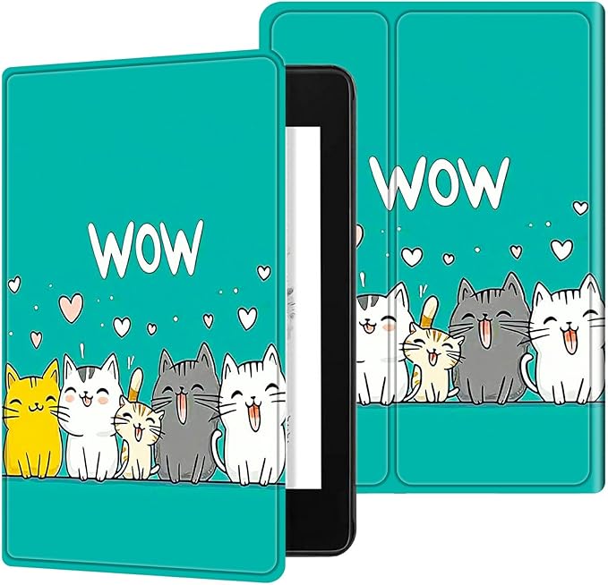 for Kindle Scribe 10.2 Inch 2022/2024 Released Tablet Case, Slim Kickstand Stand Leather Smart Cover with Auto Wake/Sleep, Cute Cat