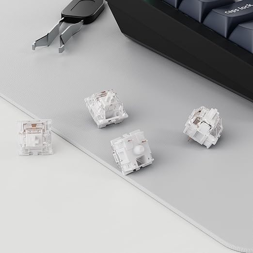 Keychron Silent K Pro White Mechanical Switches – 110 PCS, Quiet Linear 38gf, Factory Pre-Lubed, SMD-LED Compatible, 3-Pin Hot-Swappable, Smooth Typing for Gaming & Office