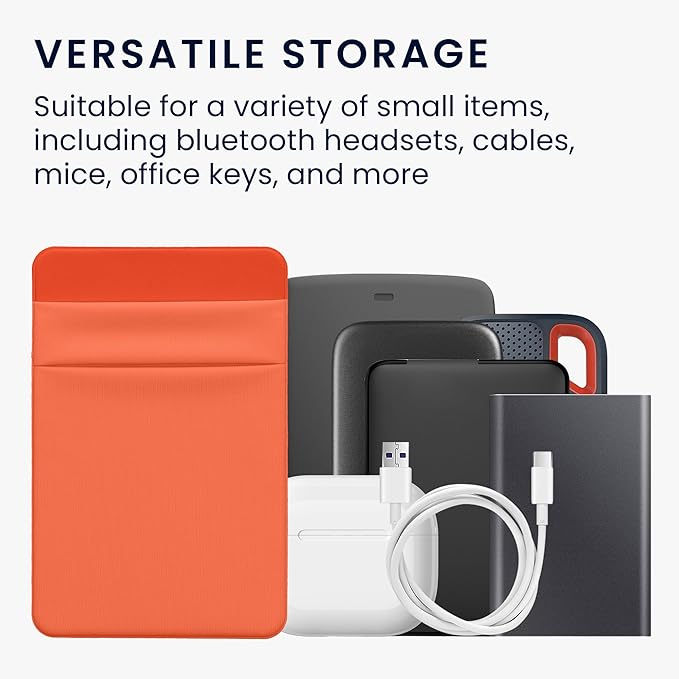 kwmobile Elastic Sleeve Compatible with SanDisk Portable SSD, Samsung T7, Crucial X8, HDD Case - Stretchy Elastane Adhesive External SSD Holder - 10x7cm & 8x7cm Pockets - Orange