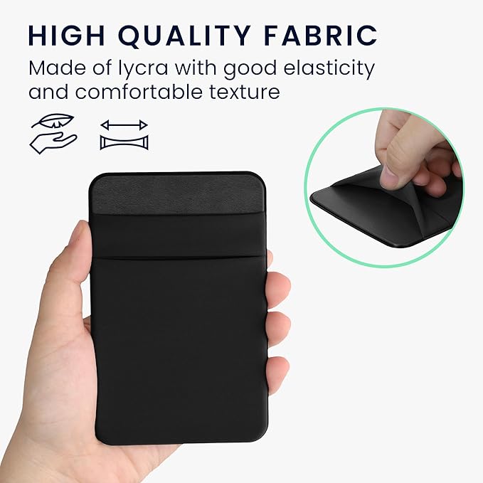 kwmobile Elastic Sleeve Compatible with SanDisk Portable SSD, Samsung T7, Crucial X8, HDD Case - Stretchy Elastane Adhesive External SSD Holder - 10x7cm & 8x7cm Pockets - Black Matte