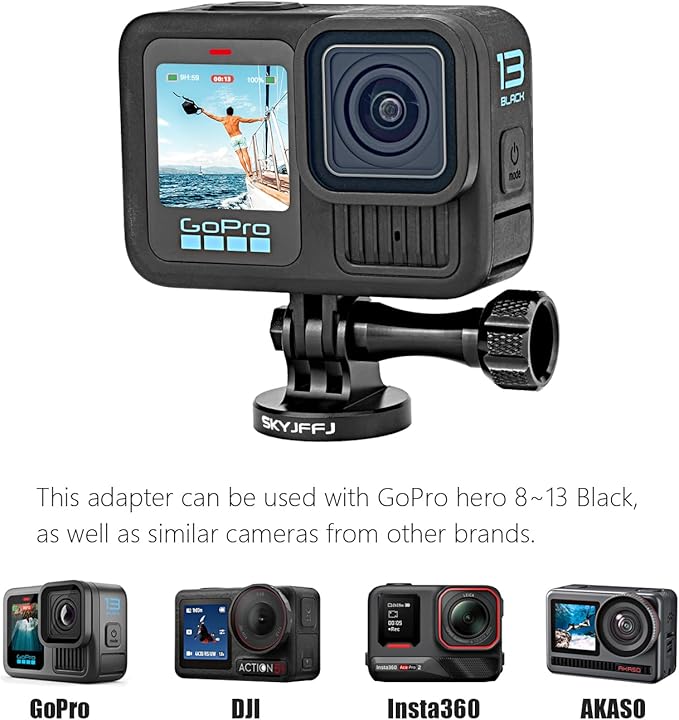 Aluminum Tripod Adapter Attachment Bolt Adapter for Monopod Mount with Aluminum CNC Thumbscrew Compatible Gopro Hero 13 12 11 10 9 8 DJI Osmo Insta360 AKASO and Other Action Camera
