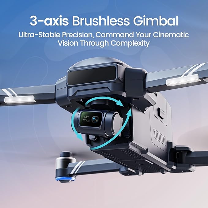 Holy Stone Sentinel HS600D 3-Axis Gimbal Drone with Camera for Adults, Professional 8K Photo, Level-6 Wind Resistance, 6KM Transmission, 80-Min Flight, Smart Track, Auto Return & Beginner Mode