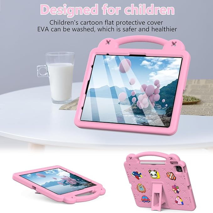 YRH Kids Case for iPad Air 13-in. M4/M3/M2 (2026/2025/2024), for iPad Pro 13-in. M5/M4 (2026/2024), for iPad Pro 12.9-in., Pink