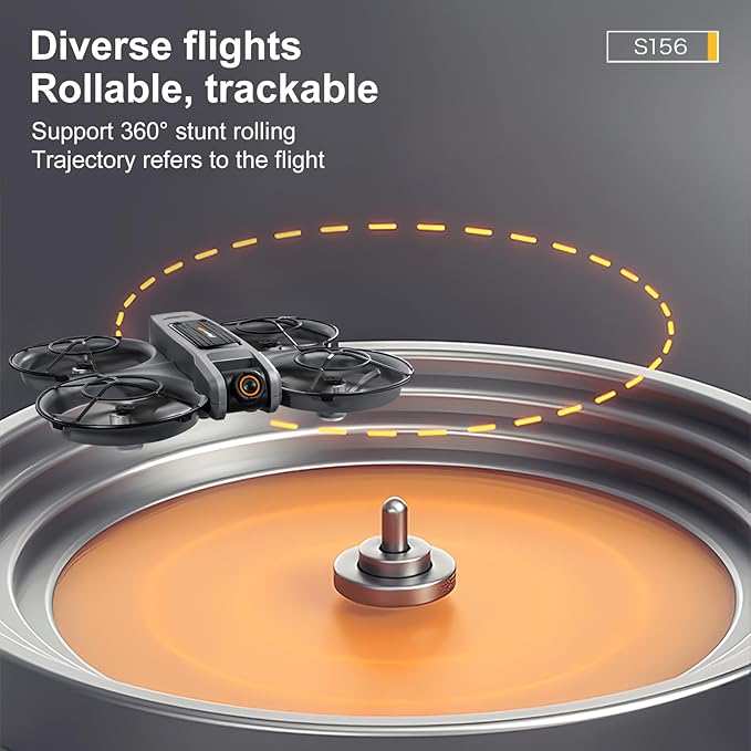 RC Drone with HD Dual Camera & Night LED, Brushless Motor Optical Flow Positioning Headless Mode S156 Mini Quadcopter, Beginner-Friendly FPV Photography Drones with 2 Batteries for Adults (Black)