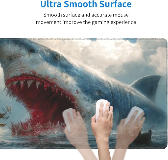 Fish Mouse Pad Extended Large Gaming Mouse Pad XL Stitched Edges for Gamer Home Office 31.5 X 11.8 Inch