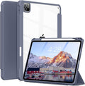 Case for iPad Pro 12.9 Inch (6th/5th/4th/3rd Generation 2022/2021/2020/2018) with Pencil Holder, Clear Transparent Back Shell Slim Stand Shockproof Tablet Cover, Auto Wake/Sleep, Purple