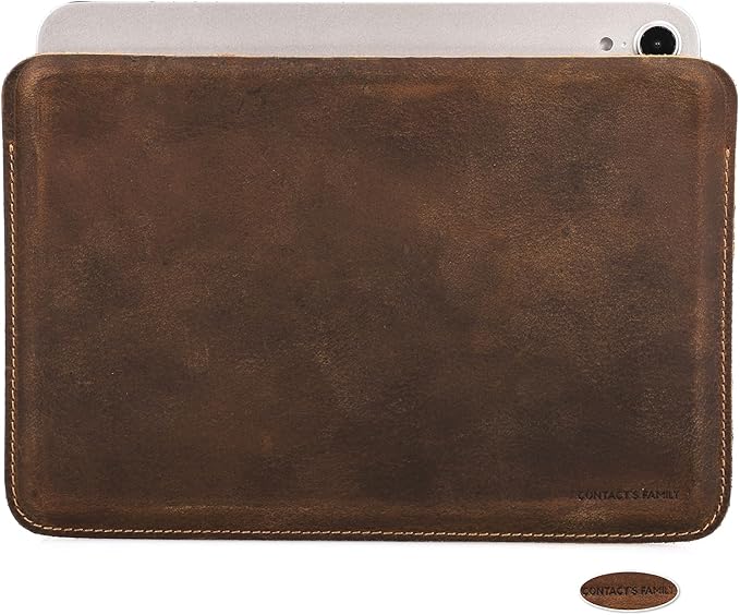 Top Grain Leather 8.3" Slim Tablet Protective Case, Solid Minimalist Vintage Design, Fully Handmade, Compatible with 8.3" iPad mini 6 iPad mini 7.9" & Other Tablets, Coffee 8.3 Inch