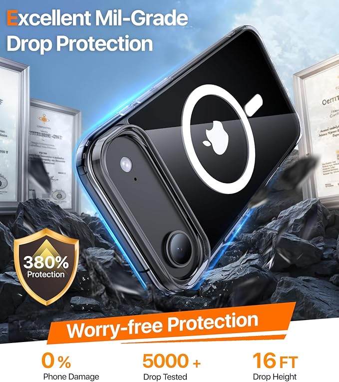 Magnetic for iPhone Air Case 2025,[Anti-Slip][Compatible with MagSafe][Military Grade Drop Protection] Shockproof Protective Translucent Matte Phone Case for iPhone 17 Air Case,Clear
