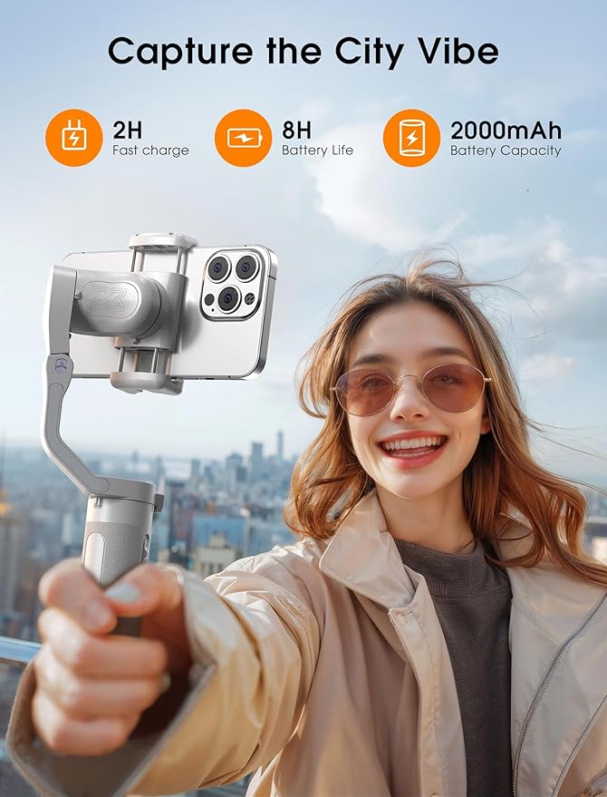 hohem iSteady XE Gimbal Stabilizer for Smartphone, 2023 3-Axis Phone Gimbal, Ultra-Light Foldable Stabilizer for Android and iPhone 14 Pro Max, One-Key Inception, Ideal for Travel Vlogging