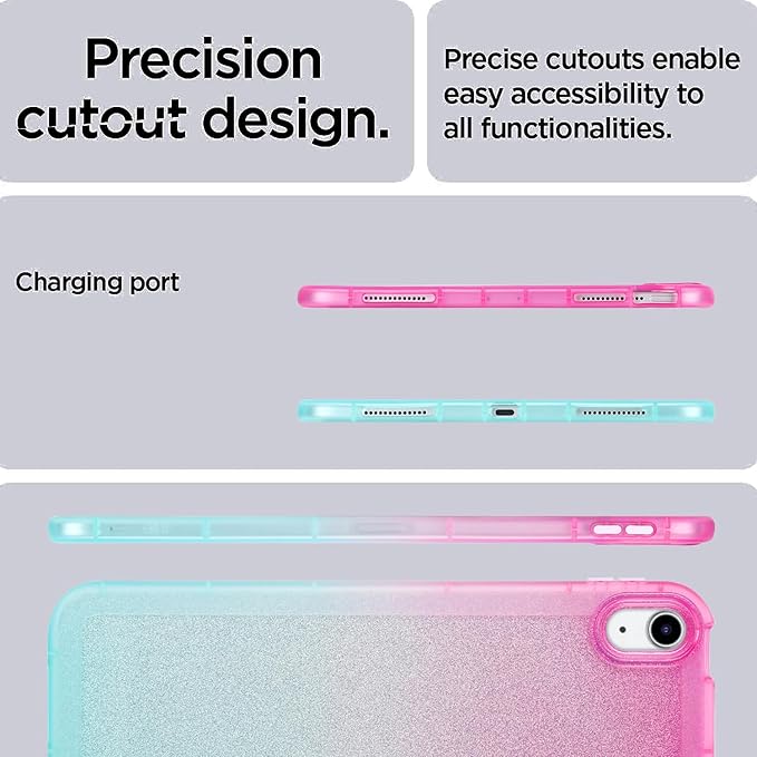 for iPad Pro 12.9 inch Case 6th/5th/4th/3rd Generation (2022/2021/2020/2018) Glitter Translucent Frosted Clear Soft TPU Back Gradient Bling Cover Silicone Protective Shell, Red & Blue