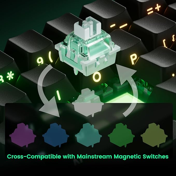 MONSGEEK FUN60 Pro Rapid Trigger Gaming Keyboard 16k Scan Rate SP Magnetic Switch HE Keyboard Wired 60% White Shine-Through (Glare Magnetic Switch)