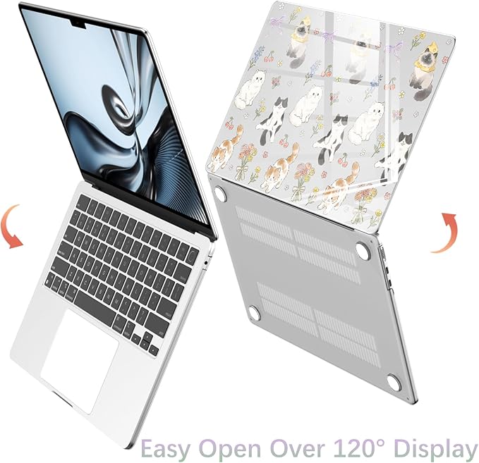 Compatible with MacBook Pro 13 inch Case M2 2025, 2024-2016 A2338 M1 A2251 A2289 A2159 A1989 A1708 A1706, Cute Cat Kitten Flower Protective Hard Shell Clear Cover for Mac Pro 13