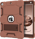 CCMAO Case for iPad 9th/8th/7th Generation 2021/2020/2019(10.2 inch), Heavy Duty Military Grade Shockproof Protective 10.2" Cover with Kickstand for iPad 9 8 7 Gen, Light+Dark Coffee