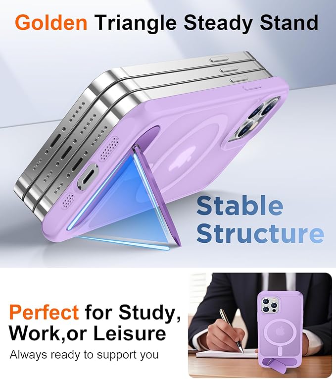 Magnetic Compatible with iPhone 12 Case & iPhone 12 Pro Case, [Built-in Invisible Kickstand][Compatible with MagSafe][Military Grade Shockproof] Slim Translucent Matte Phone Case 6.1"