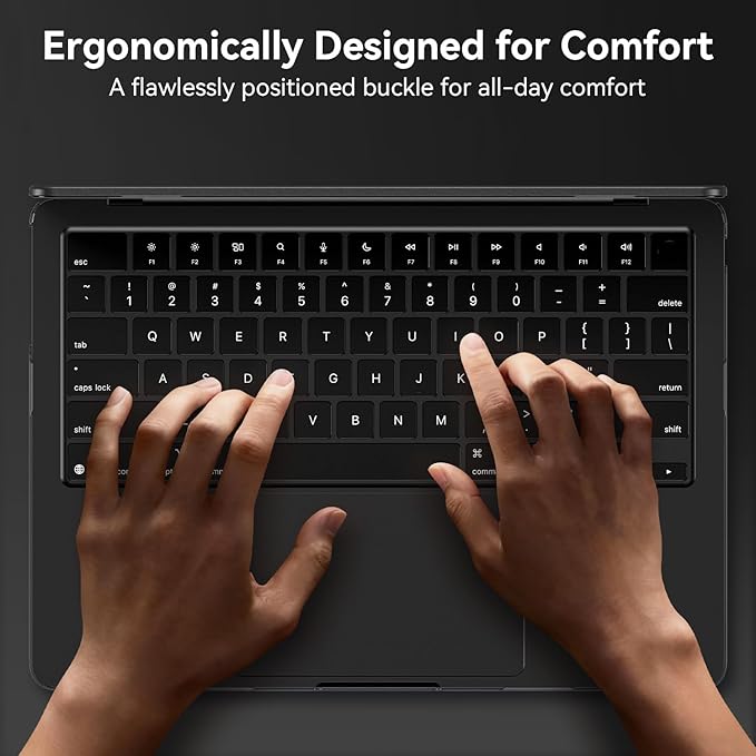 EooCoo Compatible with MacBook Air 13 inch Case M5 2026-2022 M4 M3 M2 A3449 A3240 A3113 A2681, 100% Match Official Color, Upgrade Matte, Dent & Scratch Protection Hard Shell for Mac Air 13.6, Black