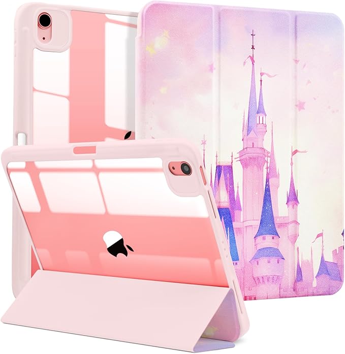 MrARTIST for iPad Air 11 Inch Case M3/M2 - Air 5th/4th Generation 10.9" Cute Women Girls Girly Kawaii Aesthetic Kawaii Design for Apple Air Tablet Cover with Pencil Holder, Castle