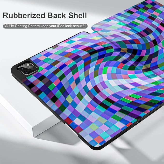 MEEgoodo for iPad Pro 12.9 Case M2 6th/5th/4th/3rd Generation 2022 2021 2020 2018 with Pencil Holder, Tablet Cover with Soft TPU Back Shell, Blue Shades