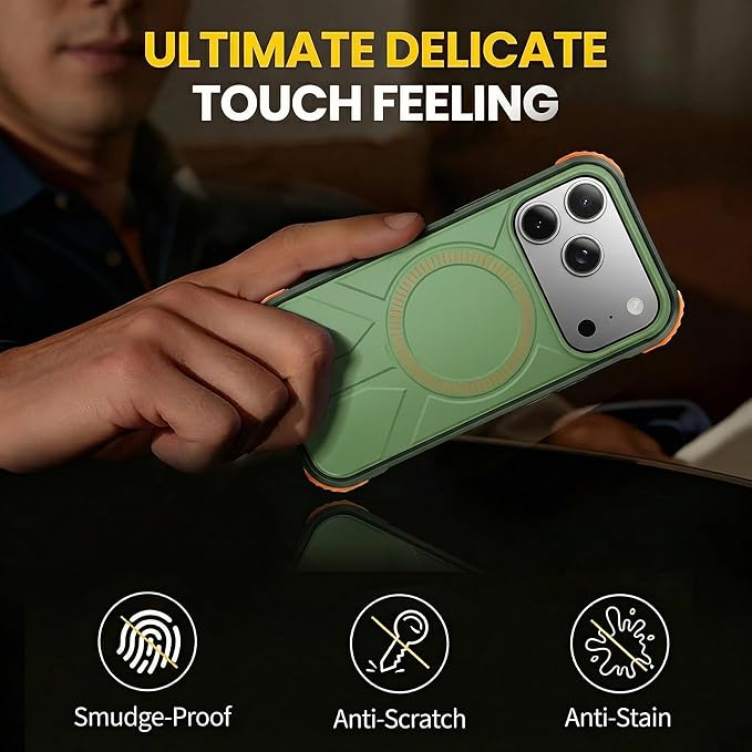 3 in 1 for Heavy Duty iPhone 17 Pro Max Case with Screen Protector & Camera Lens Protector ,7X Military-Grade Drop Protection ,Fits MagSafe ,Rugged & Slim shockproof Case for iPhone 17 Pro Max ,Green